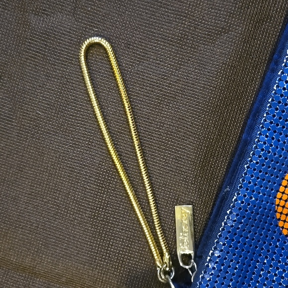 Felix Rey Rare Metal Mesh Clutch Blue With Orange Heart - Picture 3 of 9